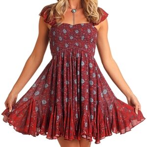 Floral Red Mini Dress